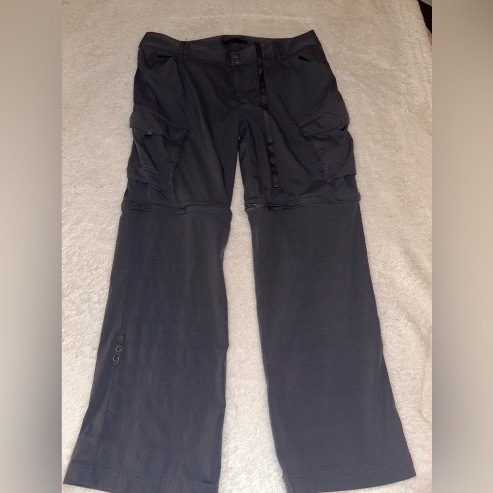 Prana Womens Size 12 Gray Convertible Pants Cargo Hiking Outdoor